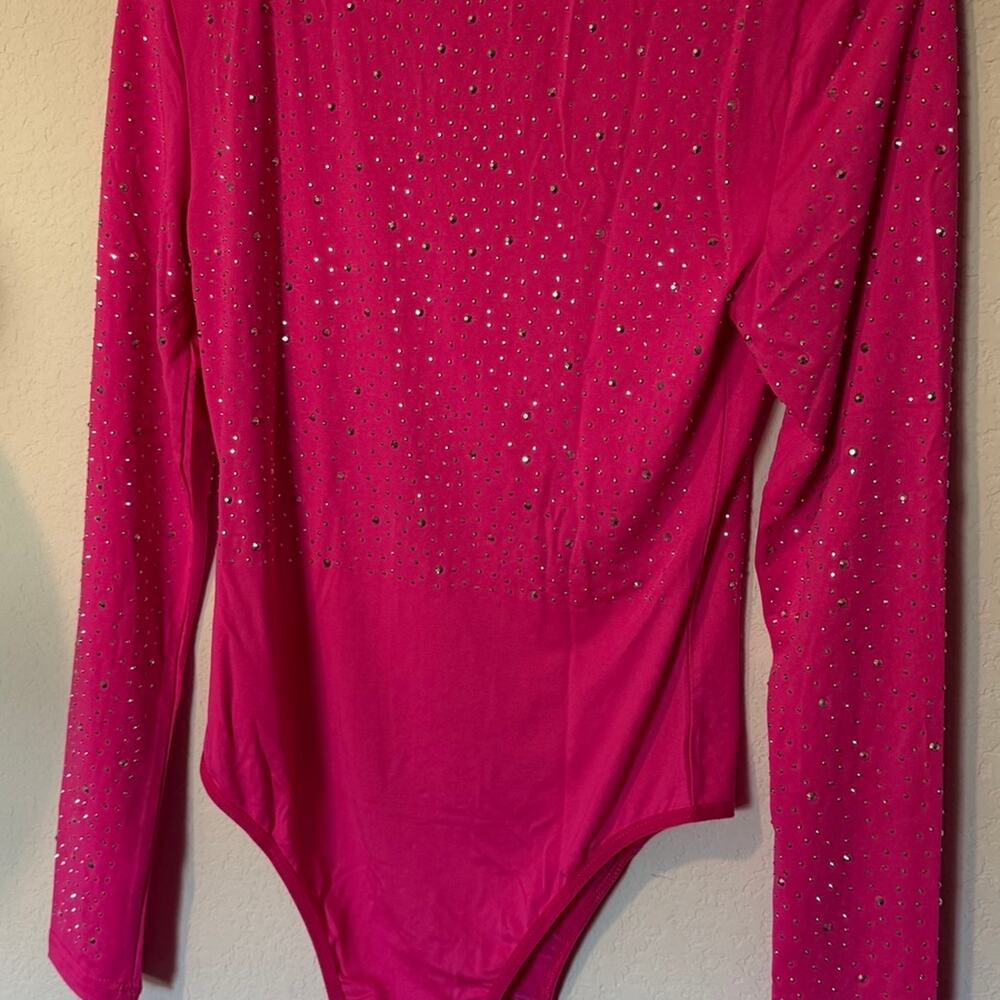 Boutique Bling Hot Pink Long Sleeve Body Suit NWOT